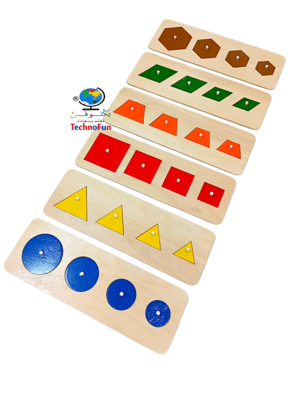 مجموعة مساطر ترتيب أحجام الأشكال الهندسية د  Montessori Graduated geometrical set