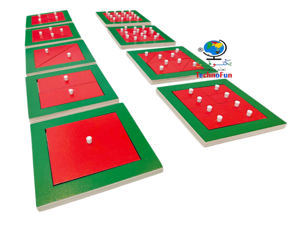 كسور المربع المنتسوري بدون استاند Montessori square fraction puzzles